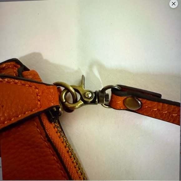 NWOT Just Millie orange leather Crossbody wristlet clutch - Picture 12 of 12